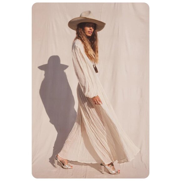 NWT Jen’s Pirate Booty Lapis Long Sleeve V-Neck Boho Maxi Dress sz S/P - Picture 2 of 10